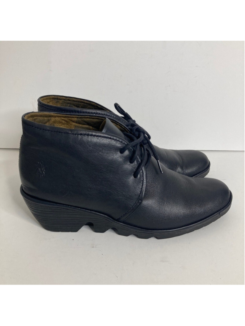 Fly London Boots Womens 40 US 9 9.5 Wedge Chunky Booties Ankle Boots Lace Up